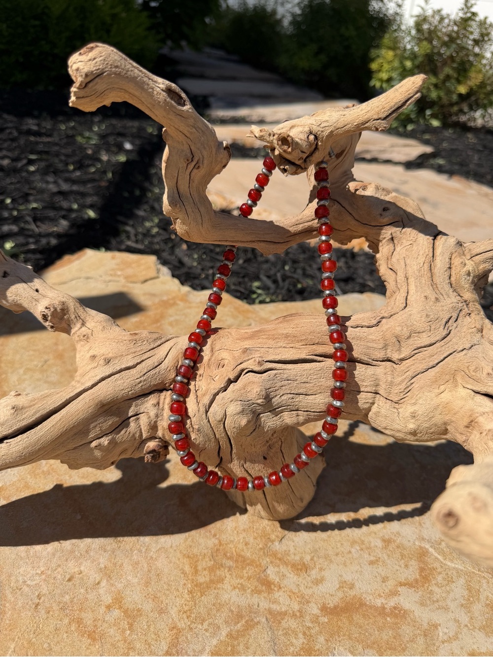 Handmade Red Beaded Necklace - Women Jewelry